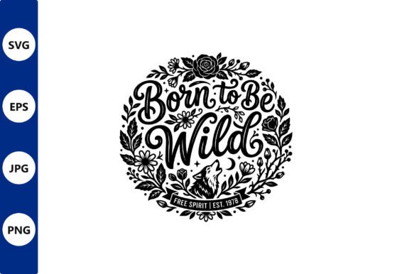 Bold Circular Wild Logo with Floral Wolf