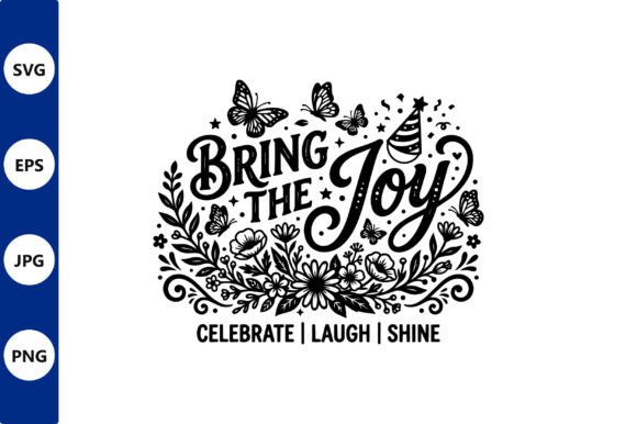 Bring the Joy Floral Wreath Vector Art