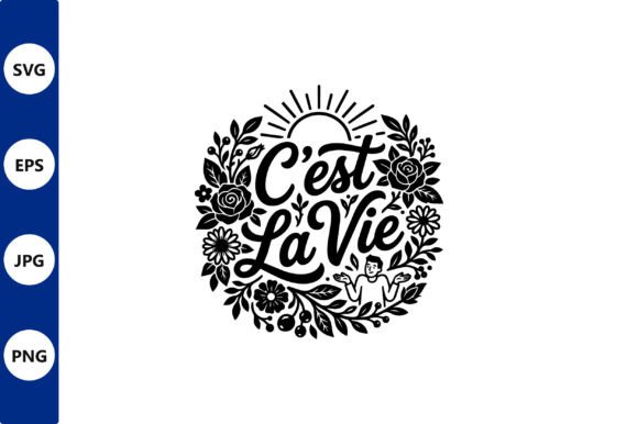 Cest La Vie Floral Circle Vector