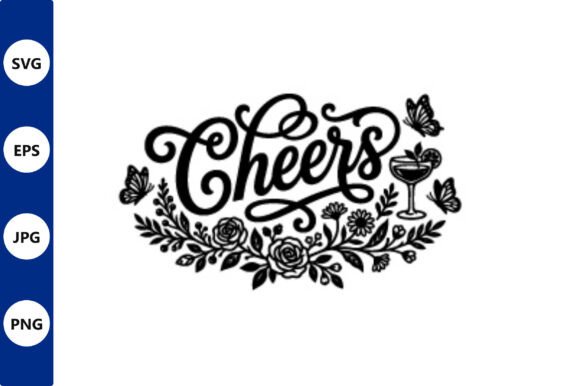 Cheers Floral Border Vector Design