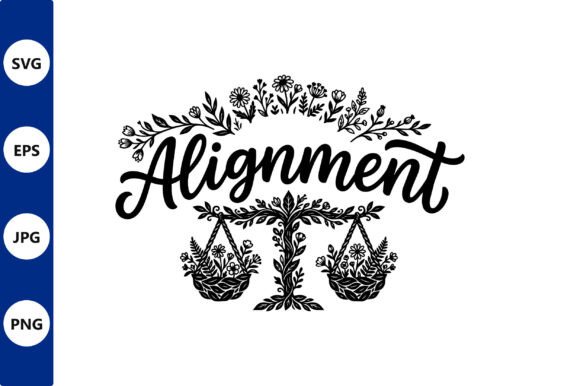Floral Alignment Line Art with Ornate