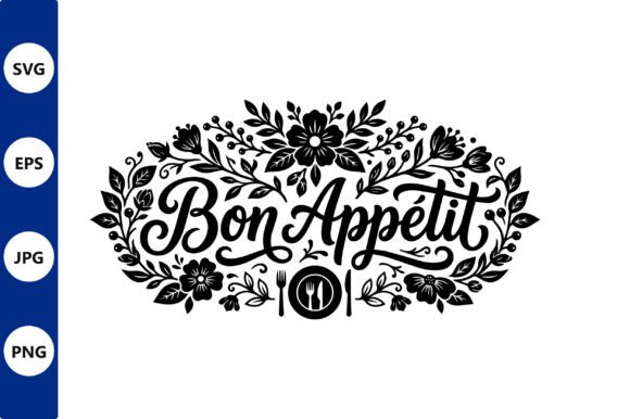 Floral Bon Appetit Banner Vector