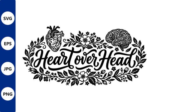 Floral Heart and Brain Vector