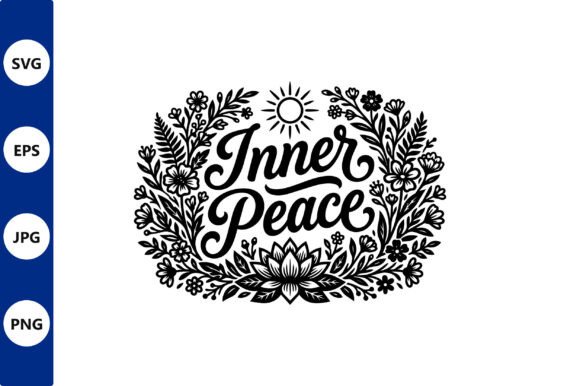 Floral Wreath Inner Peace Line Art
