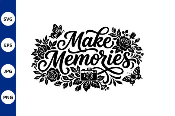 Make Memories Floral Border Vector